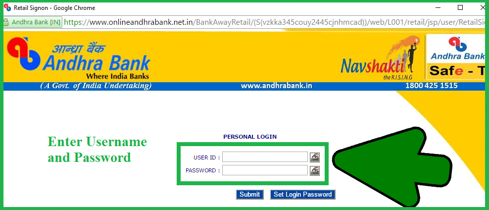 how to login Andhra bank Online